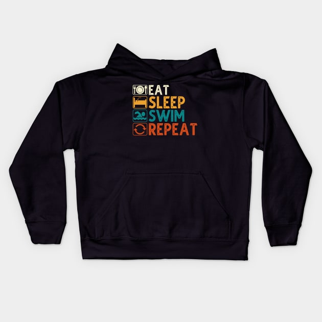 Eat Sleep Swim Repeat Kids Hoodie by DragonTees